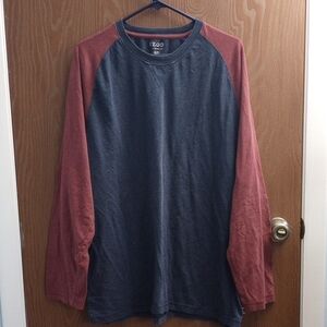 Izod Men's Navy and Maroon Long Sleeve Shirt Size XL